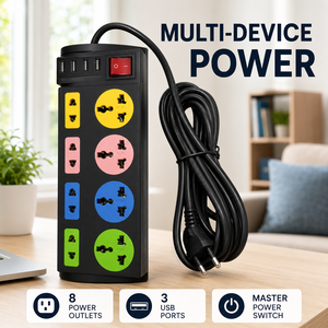 Endüstriyel Masaüstü Bakır Güç Uzatma Prizi 8'li Evrensel Priz Paneli <span class=keywords><strong>3</strong></span> USB Girişi 10A Bilgisayar Ofis Hastane Kullanımı İçin - Product Image 1
