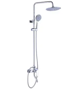 Hujan Shower System Faucet Set Fungsi ABS Hand Shower Chrome Adjustable Slide Bar Kuningan Concealed Shower Mixer, ABS Shower Head