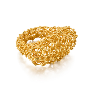 Anelli a banda vuota geometrici irregolari unici con perline piene in ottone intrecciato anelli Web con stampa 3D Designer di gioielli personalizzati produttore - Product Image 3