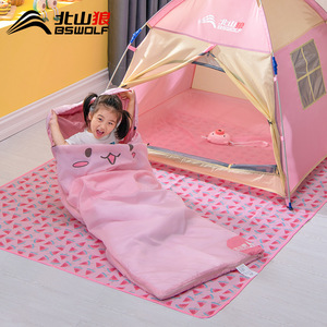 Busy Children Sleeping Bag Pink Bunny Design Summer Camp Use Breathable Polyester Filling - Product Image 2