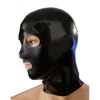 Masque de capuche en latex avec fermeture éclair Dance Party Couvre-chef en latex Masque de sexe en latex noir fétiche SM