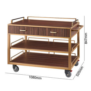 รถเข็นกลิ้ง3ชั้นเคลื่อนที่เคลื่อนที่ได้มีบาร์ขนมหวานอาหารชาโต๊ะเสิร์ฟพร้อมลิ้นชัก2ชั้นล็อกเกอร์สำหรับโรงแรม - Product Image 2