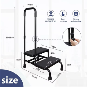 2 خطوات البراز دائم الثقيلة مع درابزين قابل للتعديل مجلس HDPE لكبار السن وتعطيل - Product Image 3