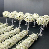 FL-093 Bola Bunga Putih Ukuran Besar 60cm, Bola Floral Besar untuk Dekorasi Meja Tengah Pesta Pernikahan