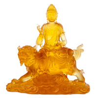 Artfamily - Statue de Bouddha en verre de cristal fait main sur mesure, Manjusri Bodhisattva et Samantabhadra Bodhisattva, design traditionnel