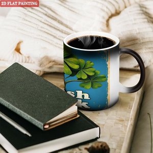 Simple Unprinted DIY Frosted Mug 11oz Black <b>Ceramic</b> Heat Sensitive Coffee Office <b>Cup</b> - Product Image 3