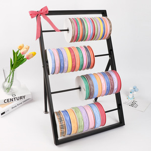 Nine-Colored Ribbon Plaid Ribbon 1Cm Cotton Woven For Cake Decoration Gift Packaging Hair Accessories DIY Craft - Product Image 3