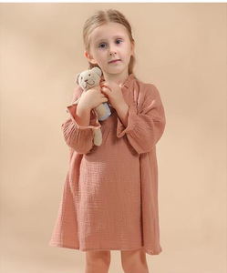 Abito primavera <span class=keywords><strong>autunno</strong></span> per ragazze in cotone semplice per neonati abito a maniche lunghe - Product Image 1