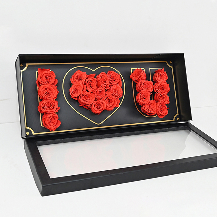 custom matt folding velvet eternal flower gift box with luxury flower valentine gift box rose packing