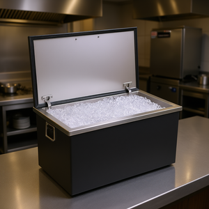Équipement de cuisine professionnel en acier inoxydable : Glacière à glace de 40 Qt (24L x 20W x 15H) avec couvercle à charnières - Product Image 2