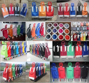 รถเข็นกระเป๋าเดินทางแบบพับได้ น้ำหนักเบา ราคาถูก สำหรับเดินทาง ซื้อของในซูเปอร์มาร์เก็ต ผลิตโดยโรงงาน ขายส่ง พร้อมหูหิ้ว - Product Image 3