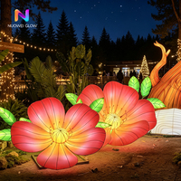 NUOWEI GLOW Lampu Hias Taman Bentuk Rubah Bercahaya Tahan Air dengan Desain Pohon Pinus dan Bunga untuk Dekorasi Festival