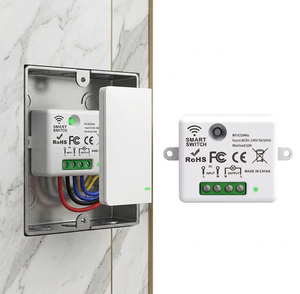 Carte de contrôle sans fil auto-alimentée WiFi intelligente 10A à micro-énergie pour montage en surface, pour projets OEM commerciaux et hôteliers, 4 voies, ABS - Product Image 1