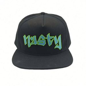 Custom UnStructured Cotton Caps Leather Patch Flat Brim Embroidery logo 5 Panel Snapback <b>Hats</b> - Product Image 3