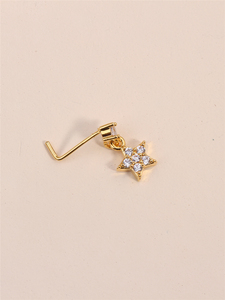Piercing al Naso a Forma di L con Pendenti per Donne, Gioielli per Piercing al Naso con Stella in Zirconia Cubica e Cristallo - Product Image 4