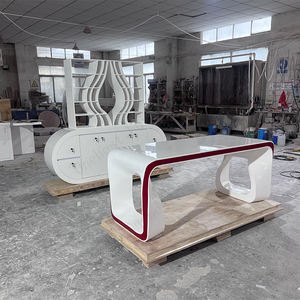 Escritorio de estación de trabajo de Venta caliente para 1 persona mesa de oficina en casa de piedra artificial roja hecha en China - Product Image 6