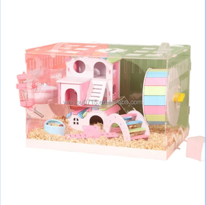 Acrylic <span class=keywords><strong>hamster</strong></span> lồng hai lớp <span class=keywords><strong>hamster</strong></span> Nguồn cung cấp bộ hoàn chỉnh của giá rẻ sang trọng dây vàng gấu khay lớp duy nhất lồng - Product Image 1