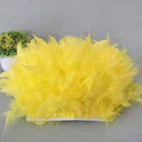 Frange en plumes de dinde bleues teintées pour la confection de coiffes, costumes de spectacle, ruban de couture DIY, artisanat et vêtements