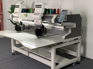 เครื่องปักคอมพิวเตอร์คุณภาพสูงแบบสองหัว 12/15 <span class=keywords><strong>เข็ม</strong></span> ความเร็ว 1200 รอบต่อนาที สำหรับเสื้อผ้าสำเร็จรูป ถุงเท้าแบบแบน - Product Image 1