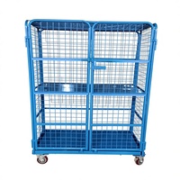 Chariot de stockage industriel à quatre roues personnalisable, chariot en acier pliable, revêtement en poudre, pour entrepôt et logistique
