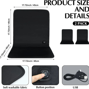 Fitness Thermal Support Cushion USB Waterproof 3 Temperature Adjust Polyester Filling Seat <b>Pad</b> for Car Office Outdoor Sport - Product Image 2
