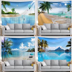 Plage Nature Paysage Série Tenture Murale <span class=keywords><strong>Fond</strong></span> Tissu Serviette Châle Protection Solaire Polyester Tapisseries Cadeau De Vacances - Product Image 2