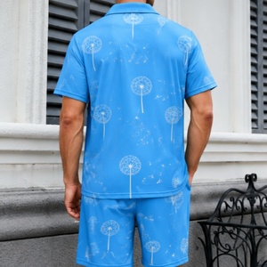 Nuevo Conjunto de Pijama de Verano para Hombre, Camisa y Pantalones Cortos con Estampado Digital, Ropa de Dormir Transpirable de Talla Grande, Pijama de Bambú - Product Image 3