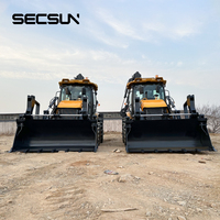 Loader Backhoe Roda 4x4 2.5 Ton Langsung dari Pabrik Cina, Excavator Loader dengan Pilihan Bucket 6 in 1