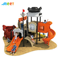 MT-HDD009 Vente en gros, équipement de jeu extérieur personnalisable en forme de bateau pirate, ensemble de toboggan public commercial en plastique pour enfants