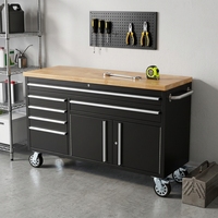 Banc de travail roulant robuste de 60 pouces avec armoire à outils, 6 tiroirs, 1 compartiment de rangement, panneau perforé, roulettes industrielles, personnalisable OEM