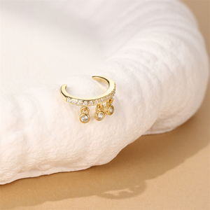 Single S925 Sterling <b>Silver</b> C Shape Tassel Drop Zircon <b>Ear</b> <b>Cuff</b> Earrings - Product Image 3
