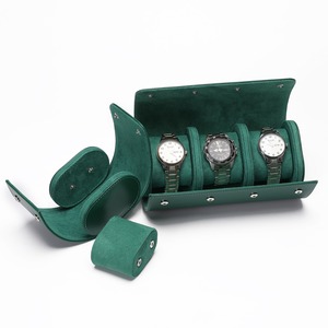 High Quality PU Leather Watch <b>Roll</b> 3 Slots Portable Travel Watch Case Luxury Brown Wristwatch Storage <b>Box</b> with Custom Logo - Product Image 3