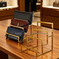 Support de présentation de portefeuilles détachable pré-assemblé en métal doré électroplaqué moderne et personnalisé pour la décoration de bureau