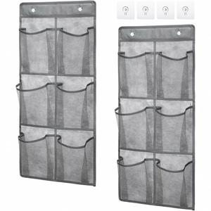 Heavy-Duty 2 <b>Hooks</b> 6 Large Mesh Pockets Hanging <b>Shoe</b> Organizer, for Closet Door & Home Storage Organizer - Product Image 1