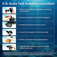 Tanque de Buceo Mini de 3000 PSI y 0.5 L, Cilindro de Respiración Subacuática de 5-10 Minutos para Snorkel y Buceo