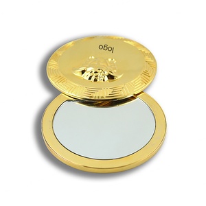 Custom Round Gold Embossed Metal Rotatable Souvenirs Pocket <b>Compact</b> Makeup <b>Mirror</b> - Product Image 3