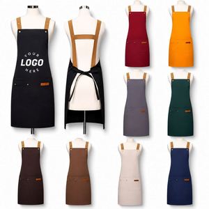 Tablier personnalisé avec logo imprimé, tablier de chef adulte en toile imperméable, cadeau pour restaurant, tabliers de cuisine - Product Image 1