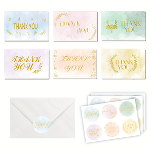 Cartes de remerciement de mariage luxueuses avec dorure à chaud, enveloppes et autocollants assortis pour petites entreprises - Product Image 2