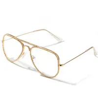 새로운 레트로 다이아몬드 박힌 금속 프레임 미러 패션 아방가르드 Hipsters 황금 장식 안경