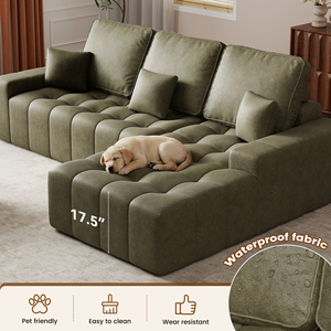 L-Shaped Modular <b>Sofa</b> Bed Set with Oversized Design Sponge-Filled Faux Leather Upholstery Home Furniture - Product Image 3