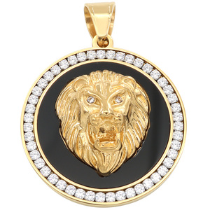 Modischer Herren-Kopfanhänger aus Feinstem Edelstahl mit Glänzender 18K Goldplattierung ICED <span class=keywords><strong>Lionhead</strong></span> Jewelry Co. Ltd - Product Image 3