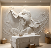 Papier peint mural 3D effet plâtre en relief, motif Dame en chapeau et papillon, décoration murale artistique personnalisée pour vestiaire, salon, hôtel