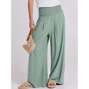 Pantalon Palazzo en Lin pour Femme FOXA, Taille Haute, Jambes Larges, Style Bohème, Décontracté, Idéal pour la Plage, les Voyages et les Vacances d'Été - Product Image 2