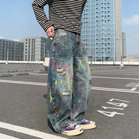 MC BUILD, fabricant de jeans en denim sur mesure, designer de jeans surdimensionnés délavés avec effet de peinture éclaboussée