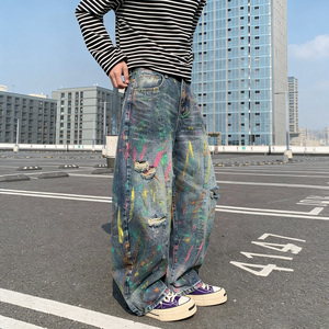 MC BUILD Custom Denim <strong>Jeans</strong> Manufacturer Designer Distressed Oversize Colour Dye Paint Splatter <strong>Jeans</strong> - Product Image 2