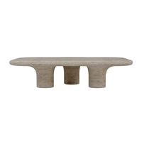 Table basse en marbre travertin de style italien haut de gamme, meuble sculptural en pierre naturelle pour salon, villa, hôtel