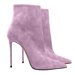 Bottines à talons hauts pour <span class=keywords><strong>femme</strong></span> Xinzirain, taille grande 47, bout pointu, simili <span class=keywords><strong>daim</strong></span>, talon fin de 10/12 cm, bottines à la cheville pour l'hiver - Product Image 1