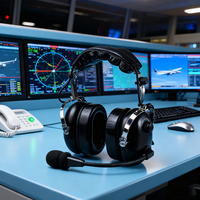 Headset OEM Dua Arah Walkie-Talkie Peredam Kebisingan Over-Ear dengan Mikrofon Stereo Dinamis untuk IPX-3 Penerbangan dan Perjalanan