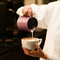 Mousseur à lait en titane pur 600 ml, léger, avec bec en U, pour barista, idéal pour l'art latte
