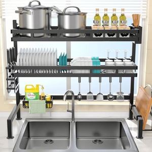 Produit phare : Égouttoir à vaisselle métallique pour cuisine, égouttoir à vaisselle sur évier, égouttoir à vaisselle en acier inoxydable à 2 niveaux pour cuisine - Product Image 2